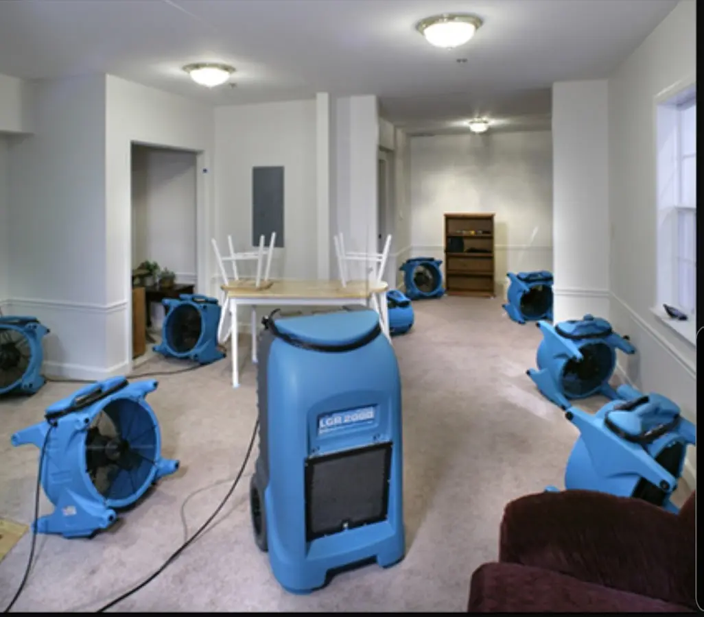 Air movers and dehumidifier setup for Water Extraction & Removal in Vernon Hills